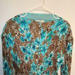 Vintage Great Cavalier by St. Paul Reversible Blouse Teal Floral Animal Print Blue Size M Photo 2
