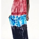 ZARA  | Red Blue Black Tie Dye Bohemian Beach Coastal Maxi Slip Dress Size M Photo 15