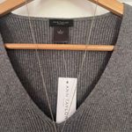 Ann Taylor Gray Ribbed V Neck Flare Sweater Photo 1