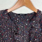 Madewell Black Silk Ruffle-Hem Wrap Top in Starry Night Women’s Size Large Photo 4