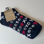 J.Crew Women's Dressy Style Ankle Socks XOXO Heart Print OS NWT Photo 1