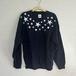 Navy Blue Crewneck Sweatshirt with Star Embroidery Size XL Photo 0