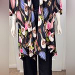 Cousin Earl Floral and Instrument Print Kimono Robe Black Size M Photo 5