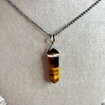 Artisan Tigers Eye crystal Pendant Necklace sterling silver 925 chain Photo 2