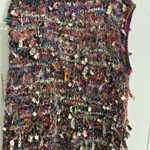 Multicolor ribboned Textured soft open front Cardigan Vest XL Red Photo 1