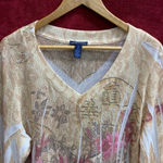 Westbound B03-Women's Woman Blouse, 1X, Beige & Pink VTG vintage Photo 5