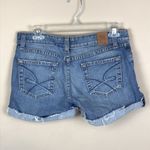 BKE Denim Women’s Rolled Cut Off Raw Hem Medium Wash Denim Shorts Photo 5