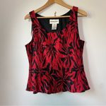 Vintage Victor Costa 2 Piece Red and Black Satin Tank Top Blouse and Jacket Size 12 Photo 4