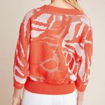 Callahan New Anthropologie Jacquard Knit V-Neck Sweater Tangerine Size Small Photo 3