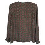 American Vintage Vintage Silk Old Money Hunter Green Maroon Country Club Blouse Size 10 Photo 2