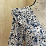 Top Shop Womens Blue Floral Pointelle Eyelet Ruched Ruffle Crop Top Size 10 Photo 8
