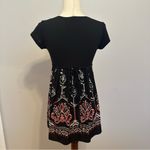 90s Roomates California Brand Babydoll Tie Back Patterned Tunic Top Black Size undefined Photo 2