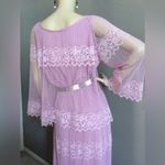 VINTAGE 70s Elegant Pink lavender Sheer Lace Maxi Dress,Size 12,made in U.S.A. Photo 2