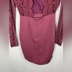 Haute Monde Chic  Burgundy Crochet Lace Bodycon Dress Long Sleeve Size Small 33” Photo 14