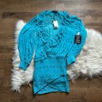 Retrofête RETROFETE Lennon Embellished Silk Chiffon Dress On Blue Atoll Photo 5