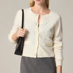 J.Crew  Brushed cashmere cropped cardigan Warm Ivory Photo 0