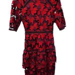 Just Me Stunning Red and Burgundy Crochet Lace Dress Small With Sleeves Photo 0