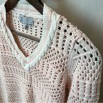DH tennis pullover sweater, pointelle knit, baby pink w. white cableknit detail Photo 4