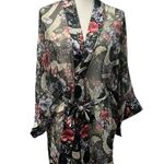 Victoria's Secret Vintage Victoria’s Secret Gold Label Black Green Semi-Sheer Short Kimono Robe OS Photo 1