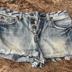 Free People Light Blue Frayed Jean Shorts Photo 0