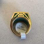 Gold Filled Chunky Filigree Ring with Green Photo 3