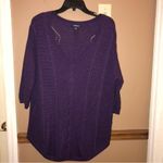 Torrid Lurex Pointelle Tunic Sweater Wool Blend Metallic Purple 0 Photo 1