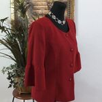 Jones Wear Suit Women's 6 Lined Fire Red 3/4 Puff Sleeve Mob Wife Office Siren Photo 4