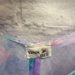 Vintage Lynn Bee Angel Sleeve Tiered Dress Purple Floral Belt Size L 80s Size L Photo 5