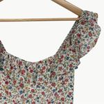 Reformation  Women's Paris Floral Ruffle Mini Dress | Sz 6 | Cream/Pink/Blue Photo 9