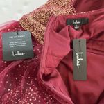 Lulus Ballerina Dream Burgundy and Gold Sleeveless Skater Dress LARGE NWT Photo 8