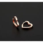 Boutique NEW Women's 14k Rose Gold Plated S925 Heart Hoop Simulated Diamond Earrings Photo 4