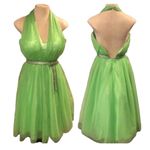 Elegant Lime Green Party Time Halter Top Style Formal Dress Size 6 by Lisa Kane Photo 3