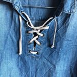 Andrea Jovine AJ‎  Hi-Low Chambray Tie Up Tunic Top Photo 1