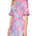 Lilly Pulitzer  Fiesta Stretch Dress 00 Pink Aquadesiac Ruffle Sleeve Mini Summer Photo 10
