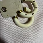 Anthropologie  Cream and Gold Hoop Earrings Photo 2