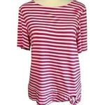 Talbots Striped Tie Front Short Sleeve Top Shirt Pink White Size Small Photo 0