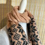Renee's NYC Accessories Knit Eternity Scarf Snowflake Pattern Winter Weight Tan Photo 4