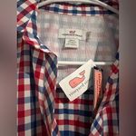 Vineyard Vines Women’s Long Sleeve Gingham Tunic Shirt Red White Blue Plaid Photo 5