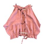 SheIn Pink Tie Back Crop Top Size Small Halter Style Sleeveless Ruffle Hem Shirt Photo 2