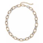 On 34th Necklace NEW Chain Link Two Tone Mixed Metal w/Gift Box 15"+2" extender Gold Photo 1