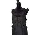 Lulus  Black Sleeveless Ruffled Midi Dress Size‎ L Ruched Flutter Whimsigoth Photo 2