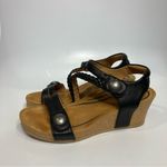 Aetrex  Avril‎ quarter strap wedge sandals black braided leather women’s size 8.5 Photo 3