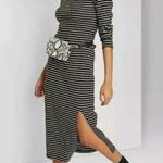 Wild Fable Long Sleeve Striped Rib Knit Midi Dress Black White Sz M Y2k Grunge Photo 0