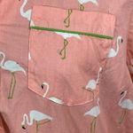 Lands' End Women's Sleep Shirt Button Front Long Sleeve Flamingo Peach Small S Green Photo 4