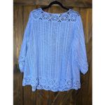 Denim 24/7 Crochet Floral Lace Knit Pullover Top Blue Size undefined Photo 1
