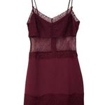 Topshop Spaghetti Strap Sheer Lace Floral Slip Dress Back Zip Burgundy Size 2 Photo 0