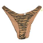 Aerie Bikini Bottom Cheekier High Cut Textured Tiger Stripe Brown XL Photo 0