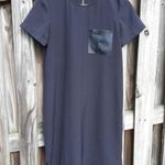 Madewell  Black Mini Dress Leather Pocket T-Shirt High-low Dress Exposed Zip XS Photo 3