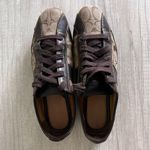 Coach  SUEE Signature Brown Leather & Canvas Fashion Sneakers Size 8 Photo 4