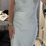 Jasmine Halter Backless Maxi Bridesmaid Dress Blue Size 4 Photo 0